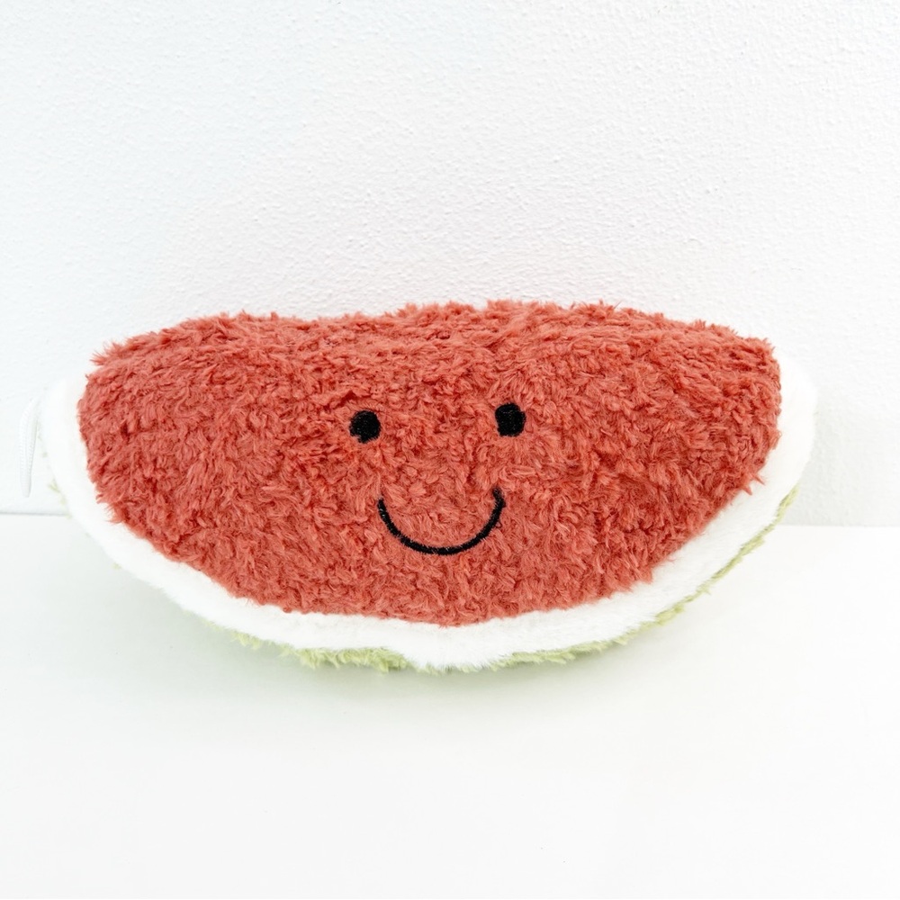 Cute Watermelon Slice Plushie - Smiling Fruit Pillow
